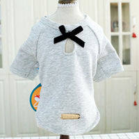 HKM-4055101 Cute Cotton Bow Tie T-Shirt for Dogs - Solid Color, Spring/Summer Wear, Various Sizes Available