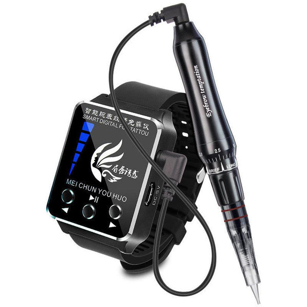 HKM-405587 Smart Watch Tattoo Machine for Eyebrows, Eyeliner, and Lip Treatments with Adjustable Speed and Precision Needle