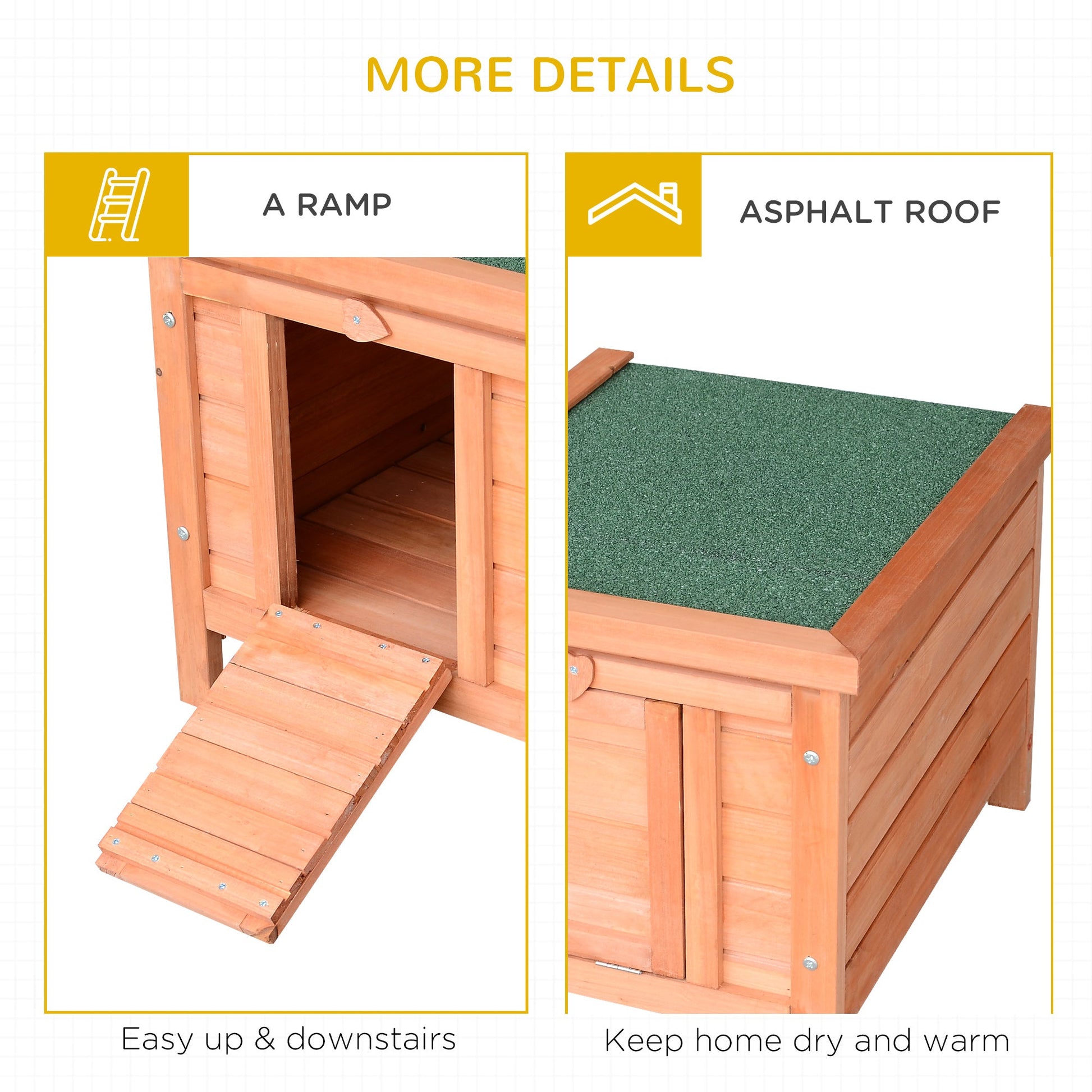 HKM-4056381 Outdoor Wooden Rabbit Hutch with Openable Waterproof Roof for Small Animals
