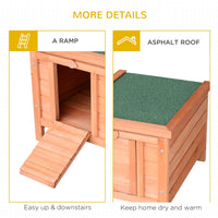 HKM-4056381 Outdoor Wooden Rabbit Hutch with Openable Waterproof Roof for Small Animals