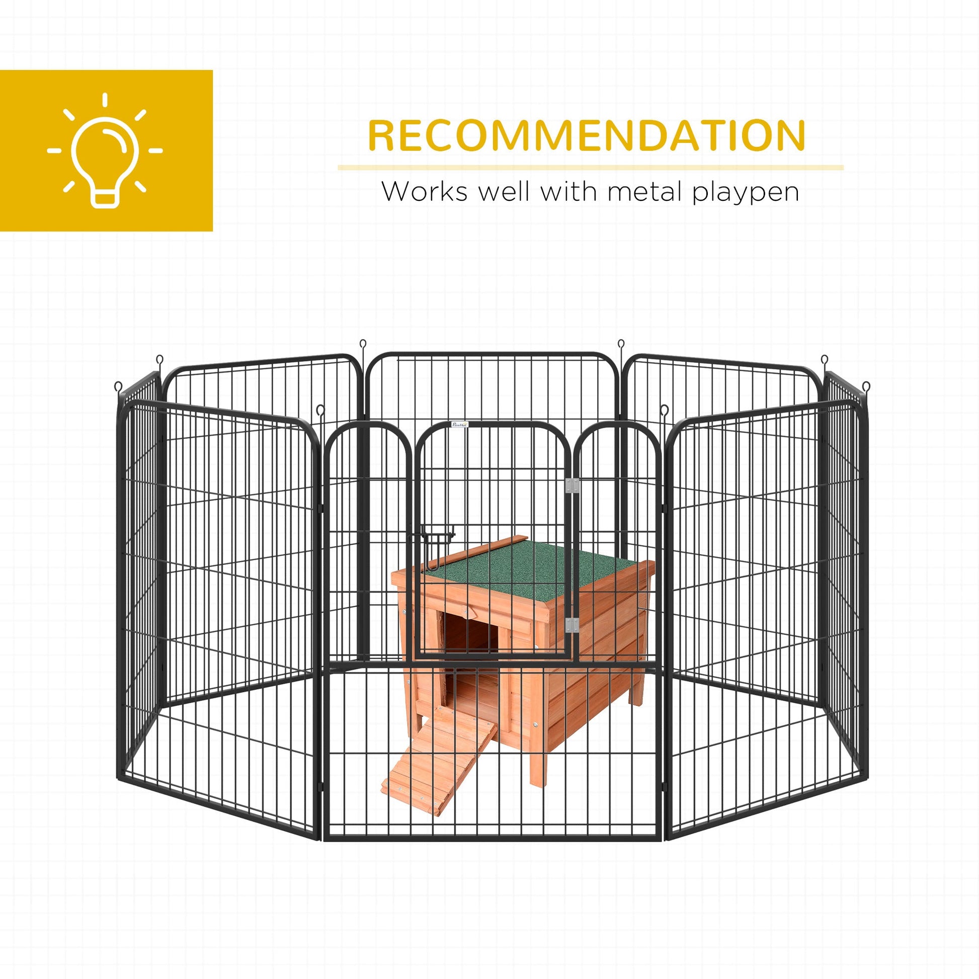 HKM-4056381 Outdoor Wooden Rabbit Hutch with Openable Waterproof Roof for Small Animals