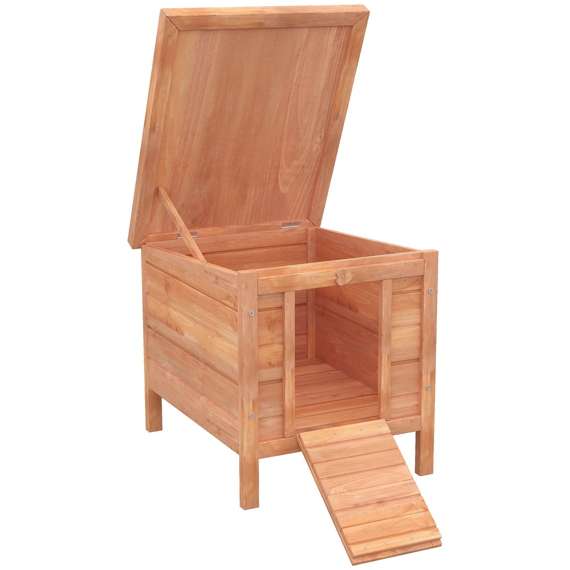 HKM-4056381 Outdoor Wooden Rabbit Hutch with Openable Waterproof Roof for Small Animals