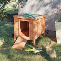 HKM-4056381 Outdoor Wooden Rabbit Hutch with Openable Waterproof Roof for Small Animals