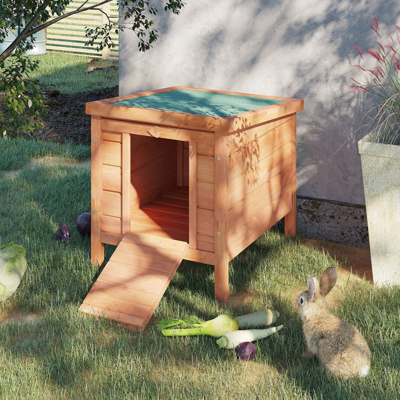 HKM-4056381 Outdoor Wooden Rabbit Hutch with Openable Waterproof Roof for Small Animals