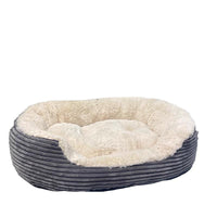 HKM-4056765 Cozy Gray Striped Dog Nest - Multiple Size Options Available