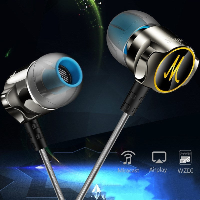 HKM-405715 In-Ear Wired Earphones with Zinc Alloy Design and 120 cm Cable Length