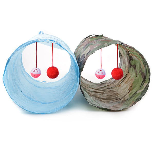 HKM-4057789 Collapsible Two-Way Cat Tunnel with Polyester Fabric for Pet Playtime