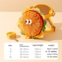 HKM-4058301 Cute Burger and Fries Drawstring Backpack with Hand Rope for Dogs