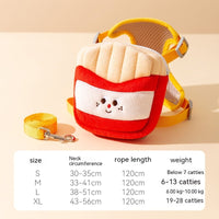 HKM-4058301 Cute Burger and Fries Drawstring Backpack with Hand Rope for Dogs