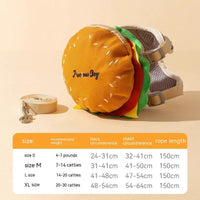 HKM-4058301 Cute Burger and Fries Drawstring Backpack with Hand Rope for Dogs