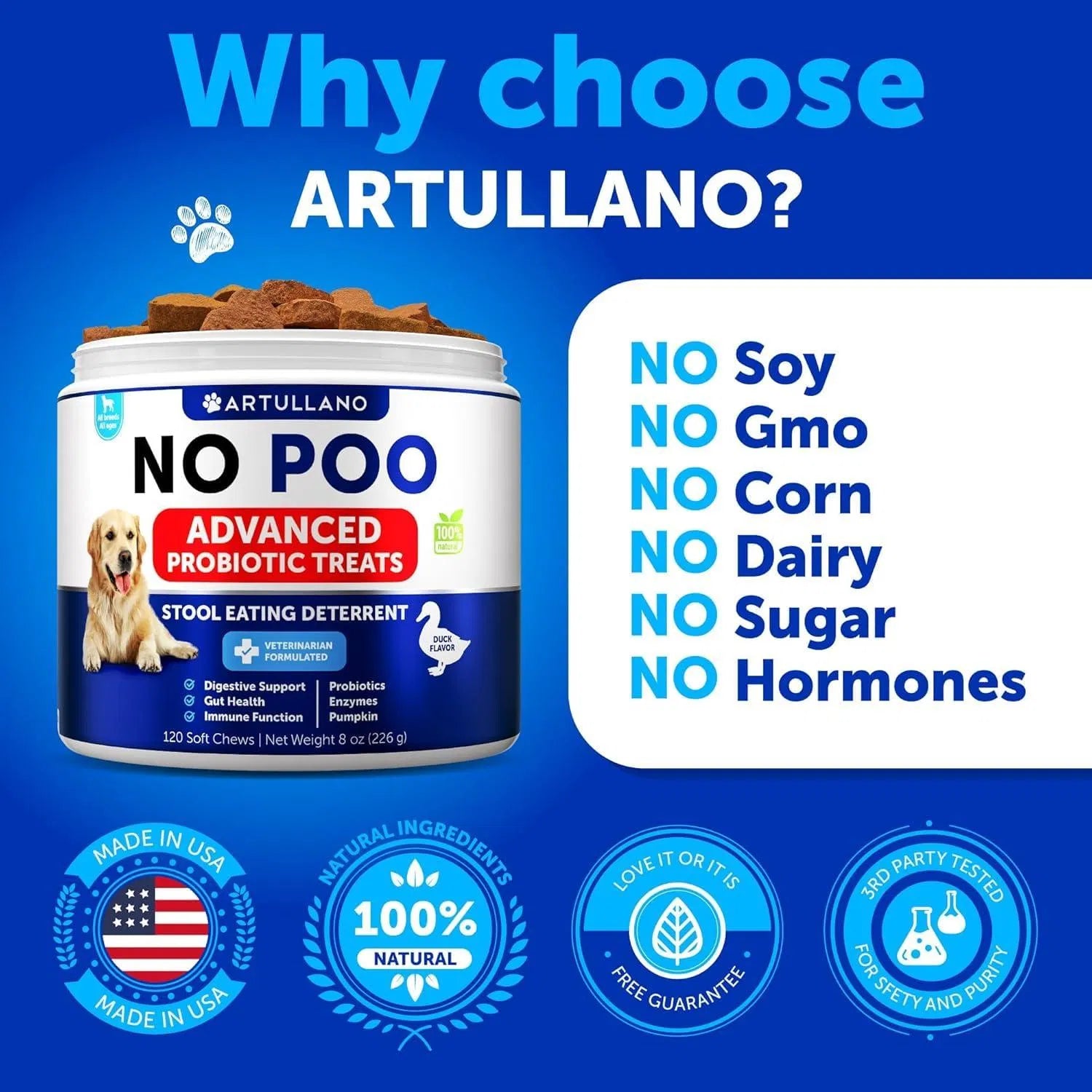 HKM-4058557 Dog Stool Eating Deterrent Chews with Probiotics and Enzymes for Healthy Gut Support