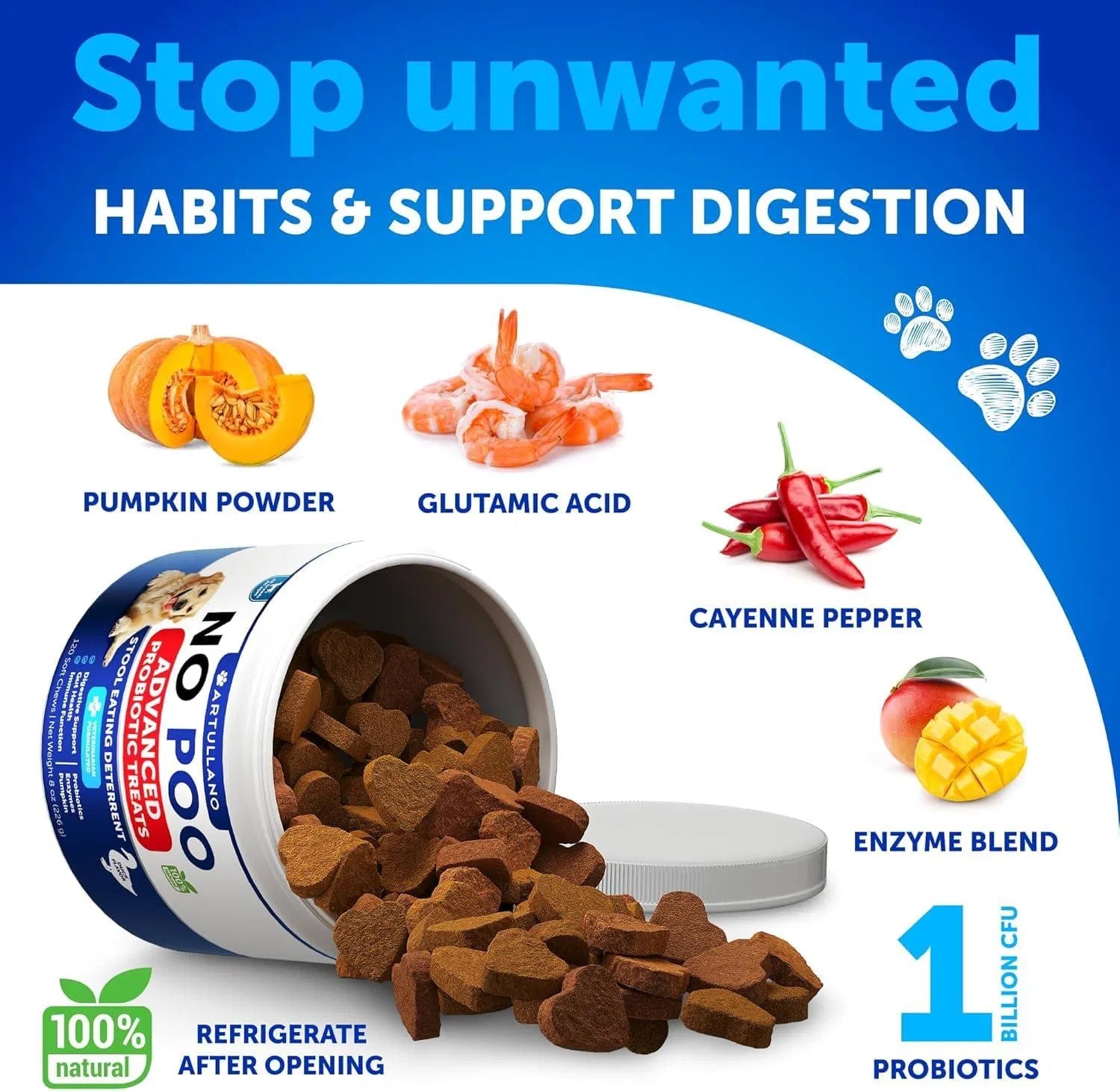 HKM-4058557 Dog Stool Eating Deterrent Chews with Probiotics and Enzymes for Healthy Gut Support