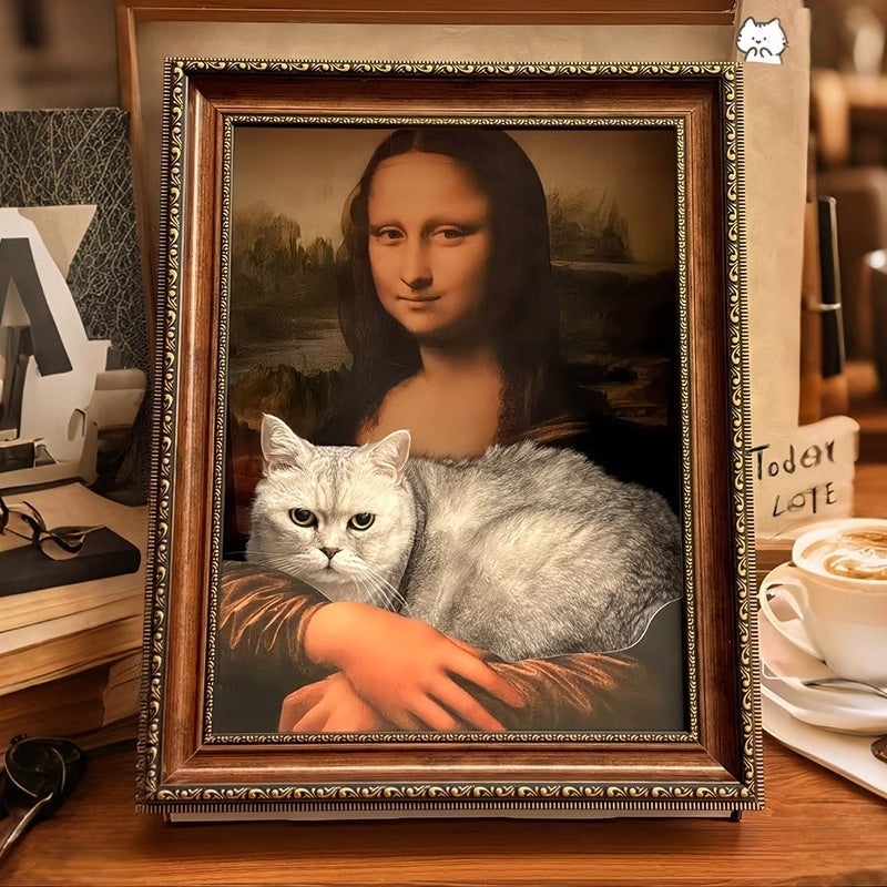 HKM-4058685 Mona Lisa Cat Nest & Scratch Board - Classic Cat Retreat for Play and Relaxation
