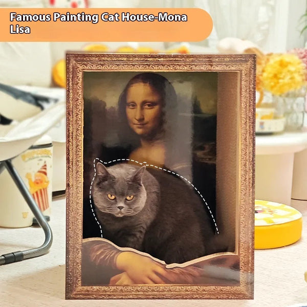 HKM-4058685 Mona Lisa Cat Nest & Scratch Board - Classic Cat Retreat for Play and Relaxation