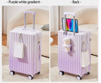 HKM-405907 Lightweight Waterproof ABS 4-Piece Suitcase Set with Soft Handle and Rotary Casters