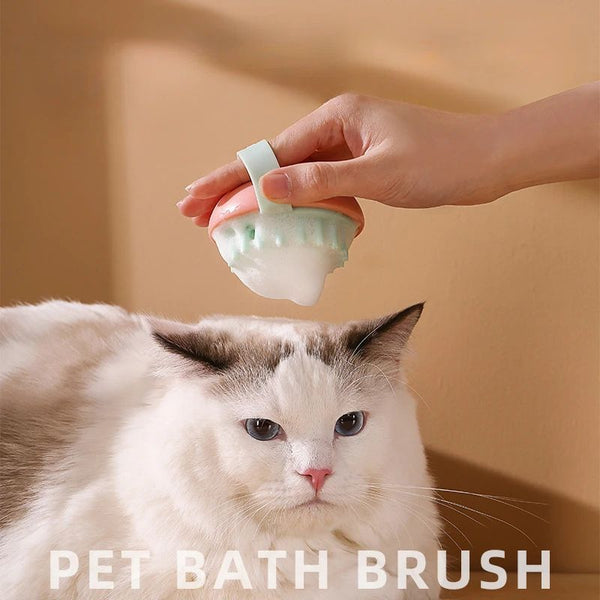 HKM-4060349 Silicone Massage Bath Brush for Cats and Dogs - Wet and Dry Pet Cleaning Tool