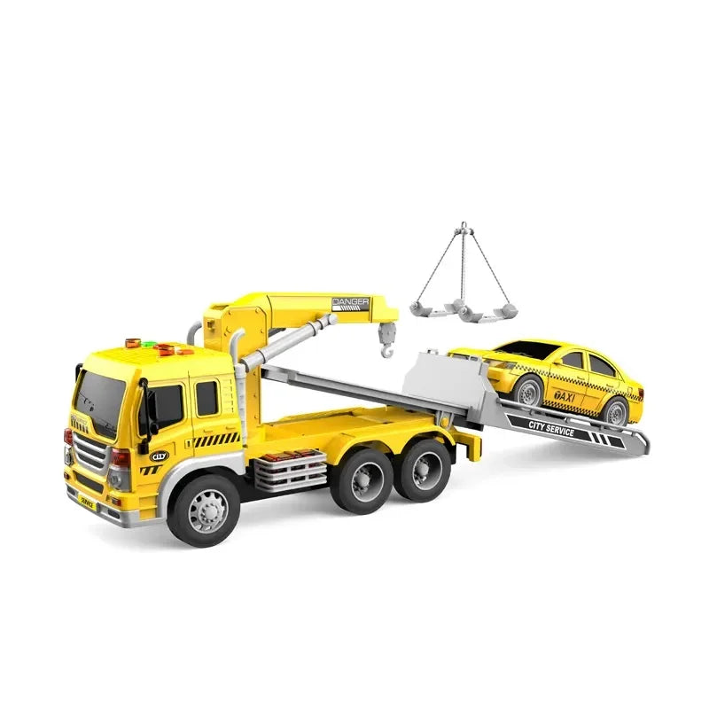 HKM-406163 1:16 Light Sound Free Wheel Friction Construction Vehicle Toy Car Hauler Tow Trailer for Kids