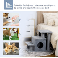 HKM-4061757 Adjustable 3/4 Step Cat Stairs with Scratching Post, Condo, and Toy Ball for Easy Access to Beds and Sofas