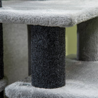 HKM-4061757 Adjustable 3/4 Step Cat Stairs with Scratching Post, Condo, and Toy Ball for Easy Access to Beds and Sofas