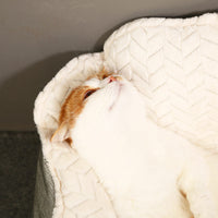HKM-4062525 Wheat Ear Nest Cat Litter Backrest - Thick Pet Bed in Light Green and Gray White, Small & Medium Sizes