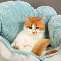 HKM-4062525 Wheat Ear Nest Cat Litter Backrest - Thick Pet Bed in Light Green and Gray White, Small & Medium Sizes