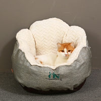 HKM-4062525 Wheat Ear Nest Cat Litter Backrest - Thick Pet Bed in Light Green and Gray White, Small & Medium Sizes
