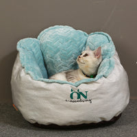 HKM-4062525 Wheat Ear Nest Cat Litter Backrest - Thick Pet Bed in Light Green and Gray White, Small & Medium Sizes