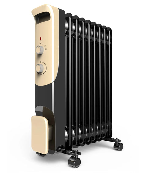 HKM-406291 Oil Filled Radiator Heater with Adjustable Thermostat and Safety Features for Home Use