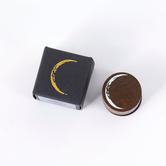 HKM-406355 Moon Phase Wooden Stamp Seal - 25mm Log and Rubber Material, Ideal for Oily Ink Pads