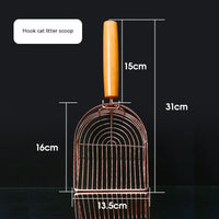 HKM-4064445 Rose Gold Metal Cat Litter Scoop with Wooden Handle - 10MM Clearance