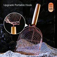 HKM-4064445 Rose Gold Metal Cat Litter Scoop with Wooden Handle - 10MM Clearance