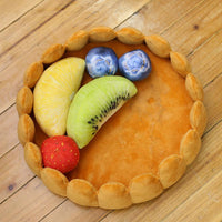 HKM-4069053 Cozy Winter Fruit Pie Pet Bed for Cats and Dogs, Washable Cushion 42x42cm
