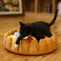 HKM-4069053 Cozy Winter Fruit Pie Pet Bed for Cats and Dogs, Washable Cushion 42x42cm