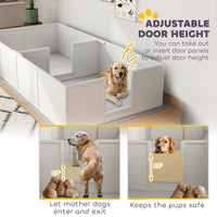 HKM-4069693 Large Dog Whelping Box with Adjustable Entrance and Waterproof Pee Pad