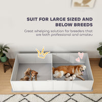 HKM-4069693 Large Dog Whelping Box with Adjustable Entrance and Waterproof Pee Pad
