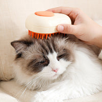 HKM-4071869 Electric Self-Cleaning Steam Grooming Brush for Cats and Dogs with Massage Feature in Avocado Design