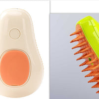HKM-4071869 Electric Self-Cleaning Steam Grooming Brush for Cats and Dogs with Massage Feature in Avocado Design