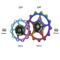 HKM-407187 Aluminum Alloy Rear Derailleur Guide Wheel for Mountain Bikes - 11T/13T Compatibility