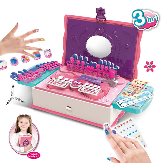 HKM-407315 Magic Drawing and Beauty Pretend Play Set for Kids with Nail Polish and Accessories