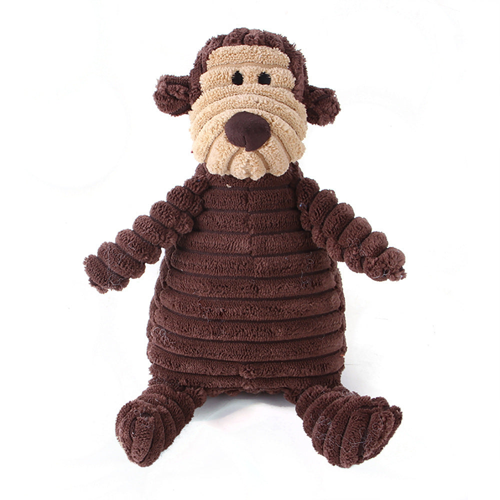 HKM-4073661 Plush Dog Toy with Sound Features - Crocodile, Rabbit, Mouse, Monkey, Pig, Sheep, Duck, Fox, Rhino, Elephant, Bear, Lion, and Dog Designs