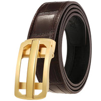 HKM-407379 Men's Stainless Steel Automatic Buckle Belt - Steel Buckle Design, Adjustable Fit