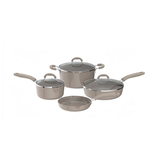 HKM-407379 Non-stick Aluminium Cookware Set - 4 Piece Kitchen Pan Set with Lids