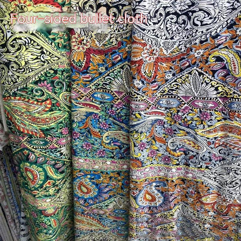 HKM-407507 Antique Style 100D Elastic Printed Women's Woven Dress Fabric - 100% Polyester