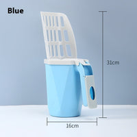 HKM-4075453 Large Capacity Cat Litter Scoop with Garbage Bag, Available in Gray, Orange, and Blue