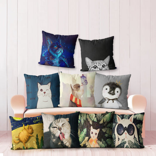HKM-407635 Cute Penguin Modern Minimalist Cushion Cover for Living Room and Pets - 45x45cm