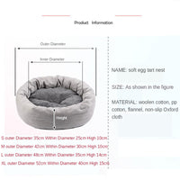HKM-4077245 Soft Plush Round Dog Bed with Pillow for Small Dogs and Cats, Suitable for Puppies and Kittens