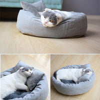 HKM-4077245 Soft Plush Round Dog Bed with Pillow for Small Dogs and Cats, Suitable for Puppies and Kittens