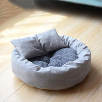 HKM-4077245 Soft Plush Round Dog Bed with Pillow for Small Dogs and Cats, Suitable for Puppies and Kittens
