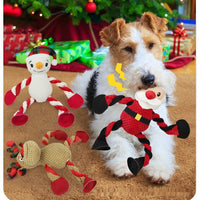 HKM-4079421 Christmas Reindeer Plush Teething and Dental-Cleaning Toy for Pets
