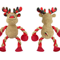 HKM-4079421 Christmas Reindeer Plush Teething and Dental-Cleaning Toy for Pets